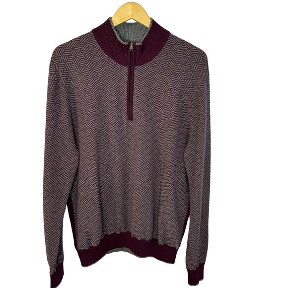 Robert Graham Draco Quarter-Zip Knit Sweater Long Sleeve Preppy Casual Men's XXL - Picture 2 of 8